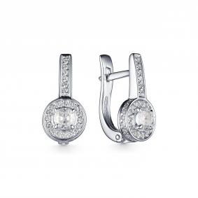 Серебряные серьги Дар С-3920рс1612800 с фианитом и муассанитом С-3920рс1612800 фото