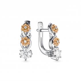 Серебряные серьги Дар С-3962рзс1612800 с фианитом и муассанитом С-3962рзс1612800 фото