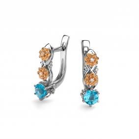Серебряные серьги Дар С-3962рзс46900 с фианитом и апатитом С-3962рзс46900 фото