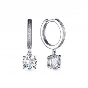 Серебряные серьги Дар С-3963рс1612800 с фианитом и муассанитом С-3963рс1612800 фото