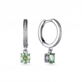 Серебряные серьги Дар С-3965рс1613900 с фианитом, Параиба и муассанитом С-3965рс1613900 фото
