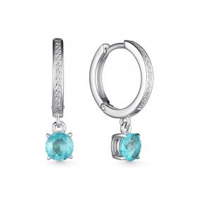 Серебряные серьги Дар С-3965рс413500 с фианитом, кварцем, горным хрусталём, турмалином и Параиба С-3965рс413500 фото