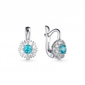 Серебряные серьги Дар С-3991рс46900 с фианитом и апатитом С-3991рс46900 фото