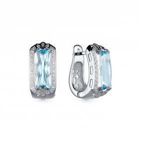 Серебряные серьги Дар С-3992рс40200 с топазом и фианитом С-3992рс40200 фото