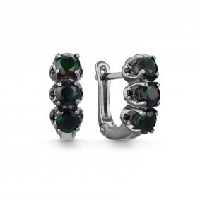 Серебряные серьги Дар С-4003чрс11716216 с фианитом и опалом С-4003чрс11716216 фото