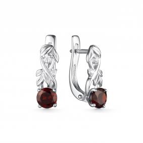 Серебряные серьги Дар С-4015рс40400 с фианитом и гранатом С-4015рс40400 фото
