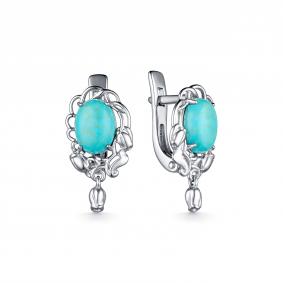 Серебряные серьги Дар С-4026рк438 с бирюзой С-4026рк438 фото