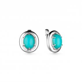 Серебряные серьги Дар С-4040рк438 с бирюзой С-4040рк438 фото