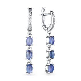 Серебряные серьги Дар С-4064рс46400 с фианитом и танзанитом С-4064рс46400 фото