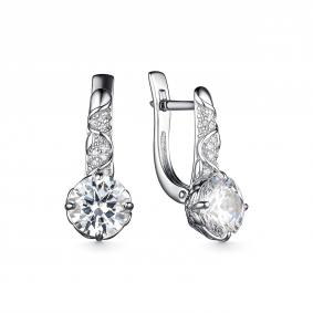 Серебряные серьги Дар С-4067рс1612800 с фианитом и муассанитом С-4067рс1612800 фото