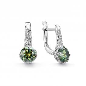 Серебряные серьги Дар С-4067рс1613900 с фианитом, Параиба и муассанитом С-4067рс1613900 фото