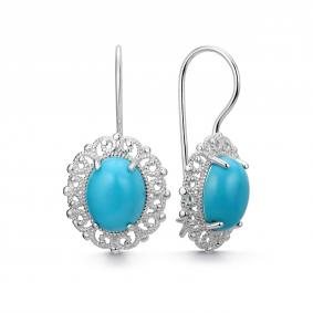 Серебряные серьги Дар С-4069рк438 с бирюзой С-4069рк438 фото