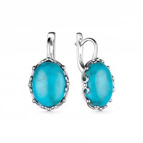 Серебряные серьги Дар С-4073рк438 с бирюзой С-4073рк438 фото
