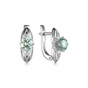 Серебряные серьги Дар С-4106рс1613900 с фианитом, Параиба и муассанитом С-4106рс1613900 фото