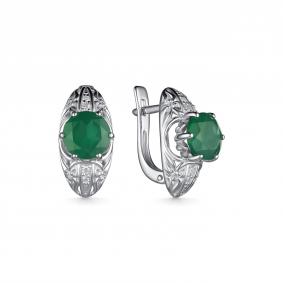 Серебряные серьги Дар С-4115рс40900 с фианитом и агатом С-4115рс40900 фото