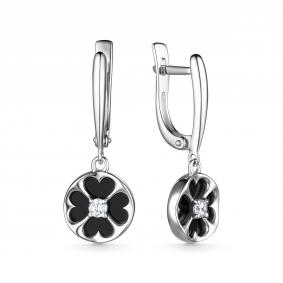 Серебряные серьги Дар С-4118рп44200 с фианитом и агатом С-4118рп44200 фото