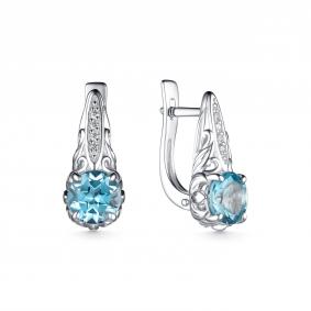 Серебряные серьги Дар С-4119рс40200 с топазом и фианитом С-4119рс40200 фото
