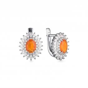 Серебряные серьги Дар С-5041рс4147200 с фианитом и опалом С-5041рс4147200 фото