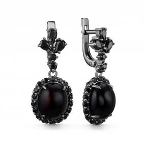 Серебряные серьги Дар С-5049чрк11716416 с опалом и шпинелью С-5049чрк11716416 фото