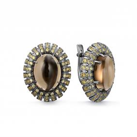 Серебряные серьги Дар С-5050чрк407274 с фианитом и раухтопазом С-5050чрк407274 фото