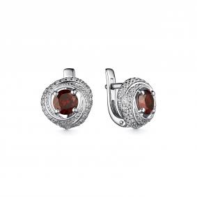 Серебряные серьги Дар С-5057рс40400 с фианитом и гранатом С-5057рс40400 фото