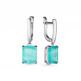Серебряные серьги Дар С-5068рс4135 с кварцем, горным хрусталём, турмалином и Параиба С-5068рс4135 фото