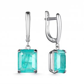 Серебряные серьги Дар С-5068рс413500 с кварцем, горным хрусталём, турмалином и Параиба С-5068рс413500 фото