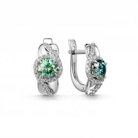 Серебряные серьги Дар С-5069рс1613900 с фианитом, Параиба и муассанитом С-5069рс1613900 фото