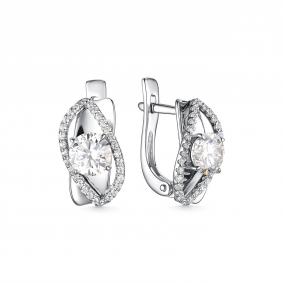 Серебряные серьги Дар С-5071рс1612800 с фианитом и муассанитом С-5071рс1612800 фото