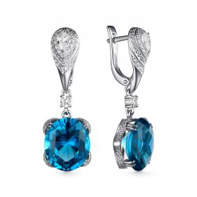 Серебряные серьги Дар С-5075рс314200 с фианитом и ситаллом С-5075рс314200 фото