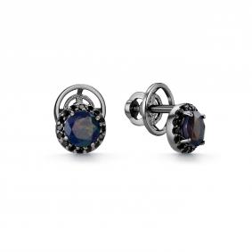 Серебряные серьги Дар С-5076чрс11716216 с фианитом и опалом С-5076чрс11716216 фото
