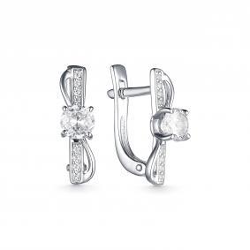 Серебряные серьги Дар С-5082рс1612800 с фианитом и муассанитом С-5082рс1612800 фото