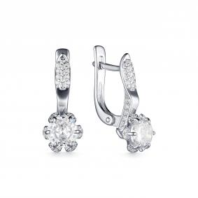 Серебряные серьги Дар С-5087рс1612800 с фианитом и муассанитом С-5087рс1612800 фото