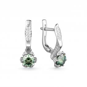 Серебряные серьги Дар С-5087рс1613900 с фианитом, Параиба и муассанитом С-5087рс1613900 фото