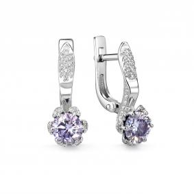 Серебряные серьги Дар С-5087рс1616500 с фианитом и муассанитом С-5087рс1616500 фото