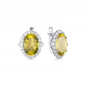 Серебряные серьги Дар С-5092рс4148 с фианитом и кварцем С-5092рс4148 фото