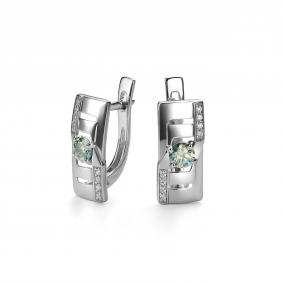 Серебряные серьги Дар С-5096рс16139 с фианитом, Параиба и муассанитом С-5096рс16139 фото