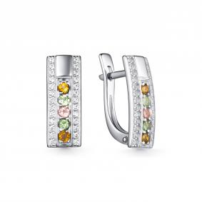 Серебряные серьги Дар С-5099р42800 с фианитом и турмалином С-5099р42800 фото