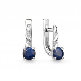 Серебряные серьги Дар С-5139рс110800 с фианитом и сапфиром С-5139рс110800 фото