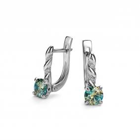 Серебряные серьги Дар С-5139рс1613900 с фианитом, Параиба и муассанитом С-5139рс1613900 фото