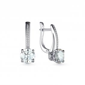 Серебряные серьги Дар С-5140рс1612800 с фианитом и муассанитом С-5140рс1612800 фото