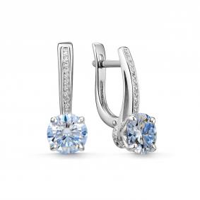 Серебряные серьги Дар С-5140рс1616400 с фианитом и муассанитом С-5140рс1616400 фото