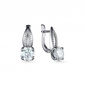 Серебряные серьги Дар С-5141рс1612800 с фианитом и муассанитом С-5141рс1612800 фото