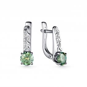 Серебряные серьги Дар С-5143рс1613900 с фианитом, Параиба и муассанитом С-5143рс1613900 фото