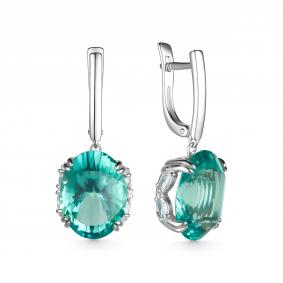 Серебряные серьги Дар С-5146рс314200/1 с фианитом, ситаллом и Параиба С-5146рс314200/1 фото