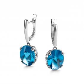 Серебряные серьги Дар С-5146рс314200/2 с фианитом, ситаллом и Параиба С-5146рс314200/2 фото