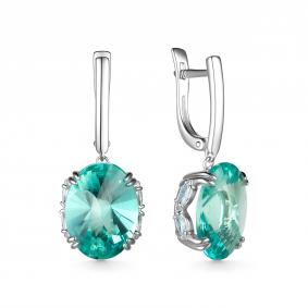 Серебряные серьги Дар С-5146рс3149200 с фианитом и ситаллом С-5146рс3149200 фото