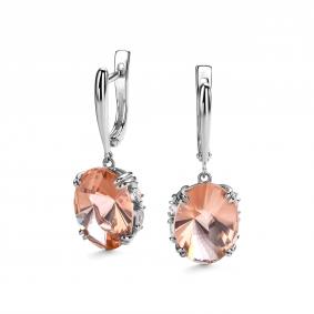 Серебряные серьги Дар С-5146рс363200/2 с фианитом, ситаллом и морганитом С-5146рс363200/2 фото