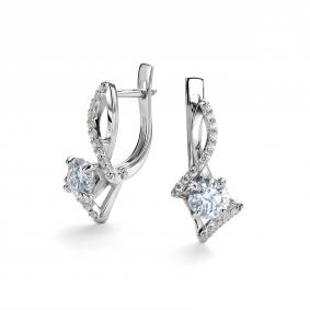 Серебряные серьги Дар С-5157рс1612800 с фианитом и муассанитом С-5157рс1612800 фото