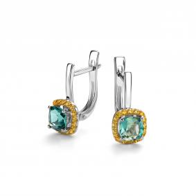 Серебряные серьги Дар С-5159рлзс412274 с фианитом и празиолитом С-5159рлзс412274 фото